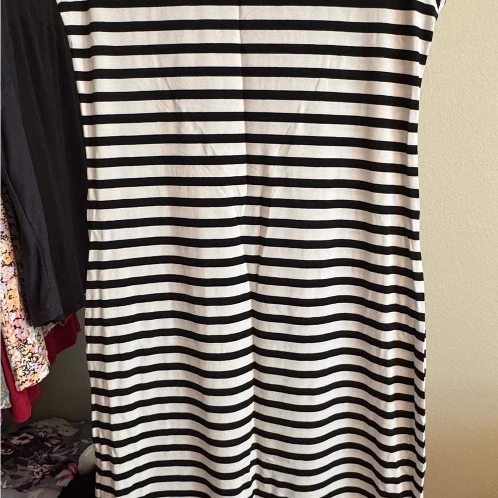 a new day Black and White Striped Top